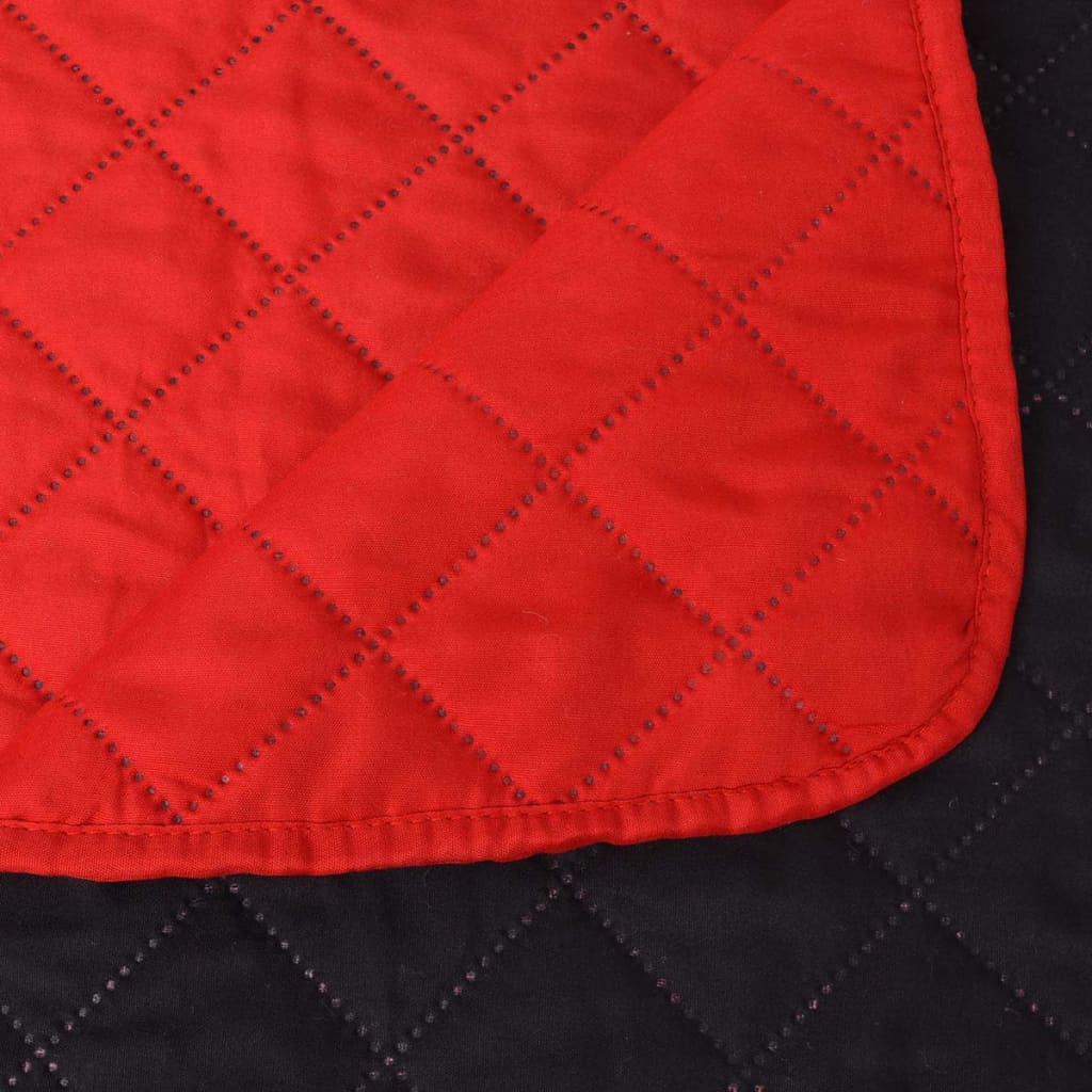 Quilted Reversible Bedspread Red and Black 230x260 cm