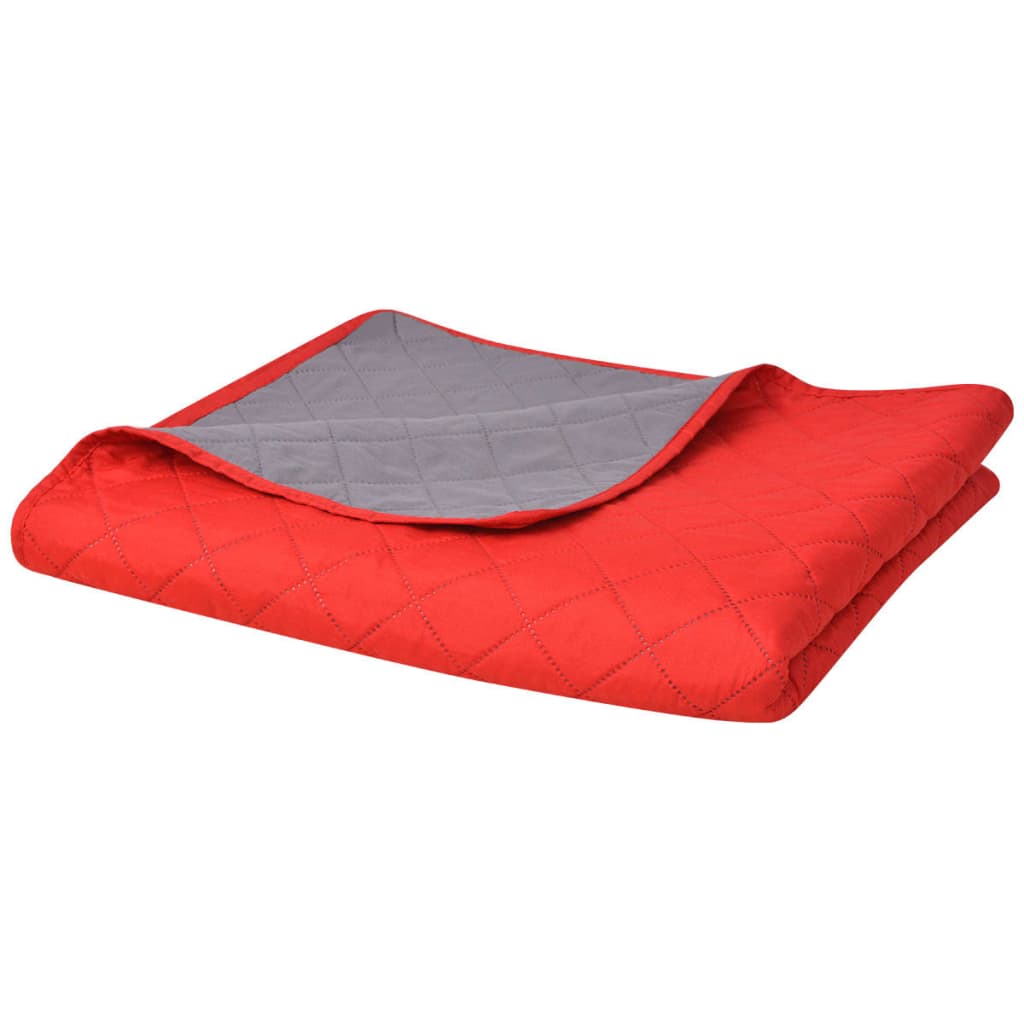 Couvre-lit réversible matelassé rouge et gris 230x260 cm