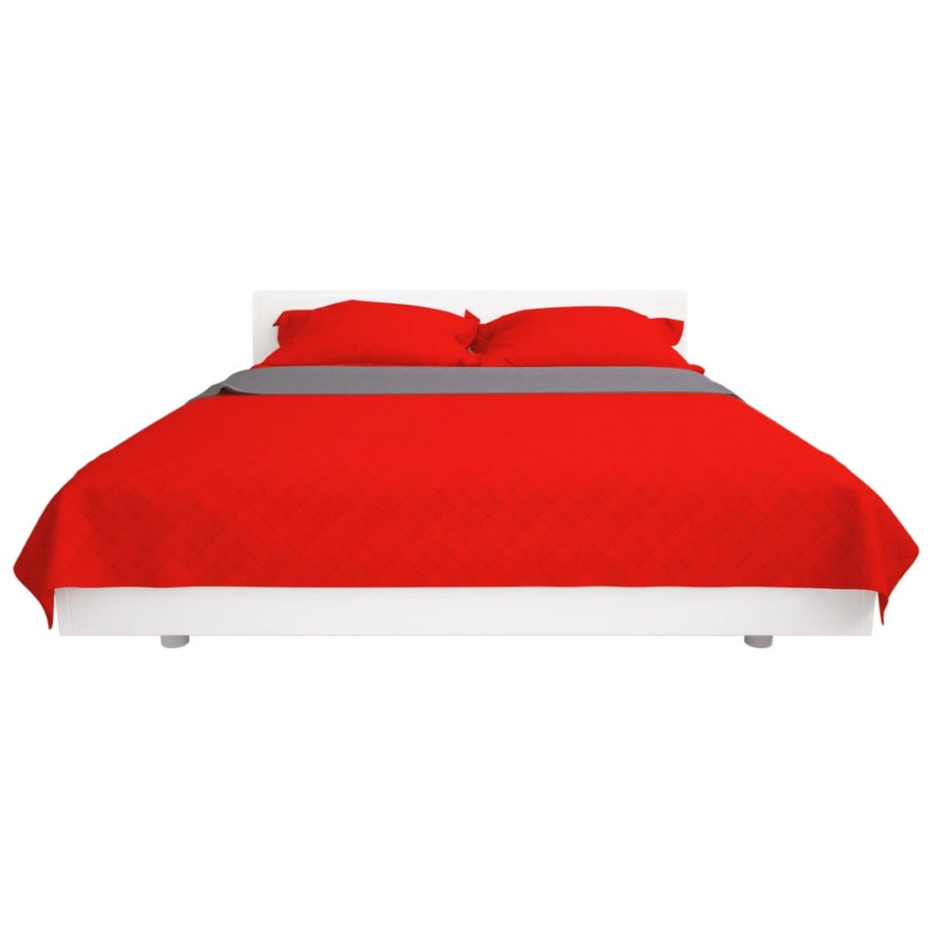Couvre-lit réversible matelassé rouge et gris 230x260 cm