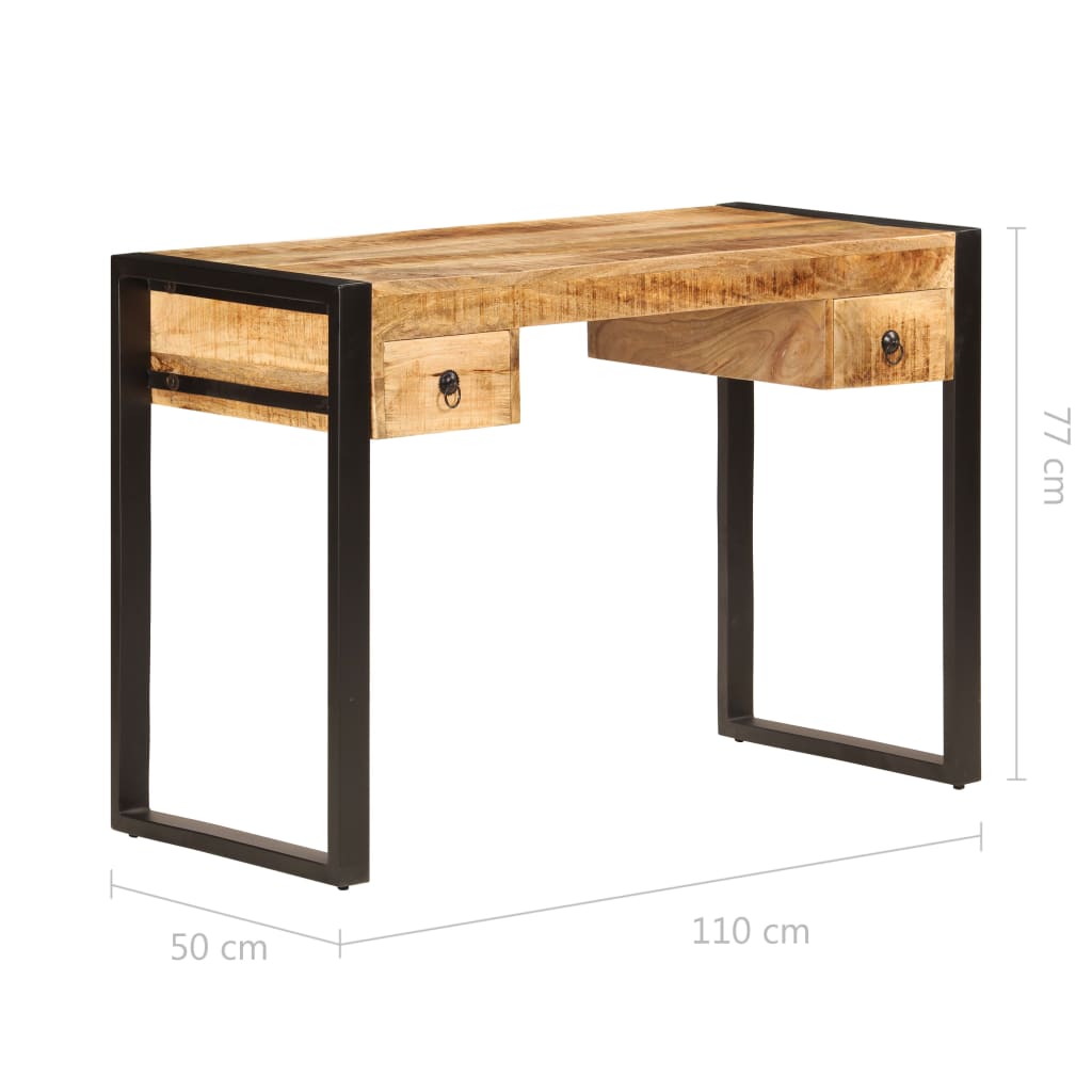 Bureau avec 2 tiroirs 110 x 50 x 77 cm Bois de manguier massif