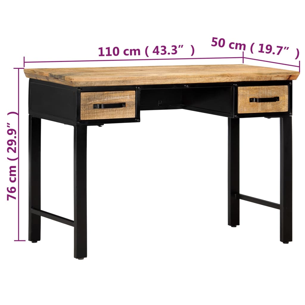 Desk 110 x 50 x 76 cm Solid Mango Wood
