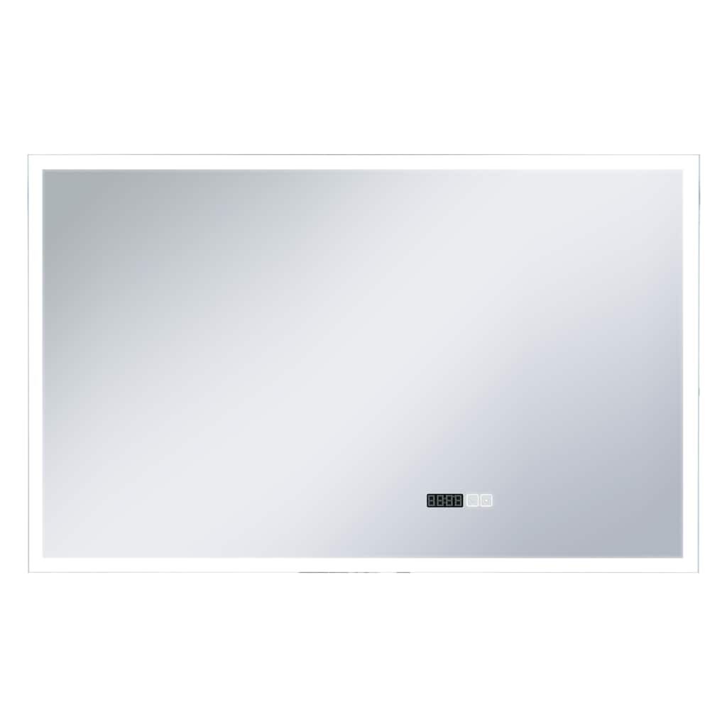 Miroir de salle de bain LED avec capteur tactile et affichage de l'heure 100x60 cm