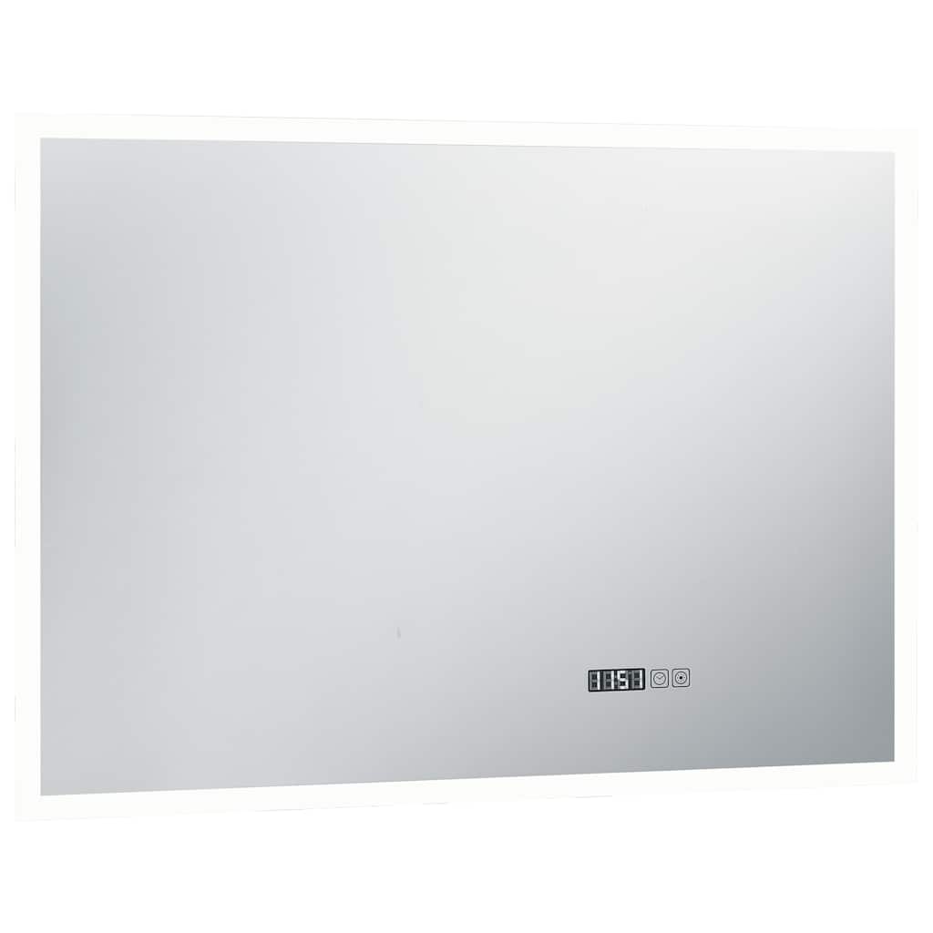 Miroir de salle de bain LED avec capteur tactile et affichage de l'heure 100x60 cm