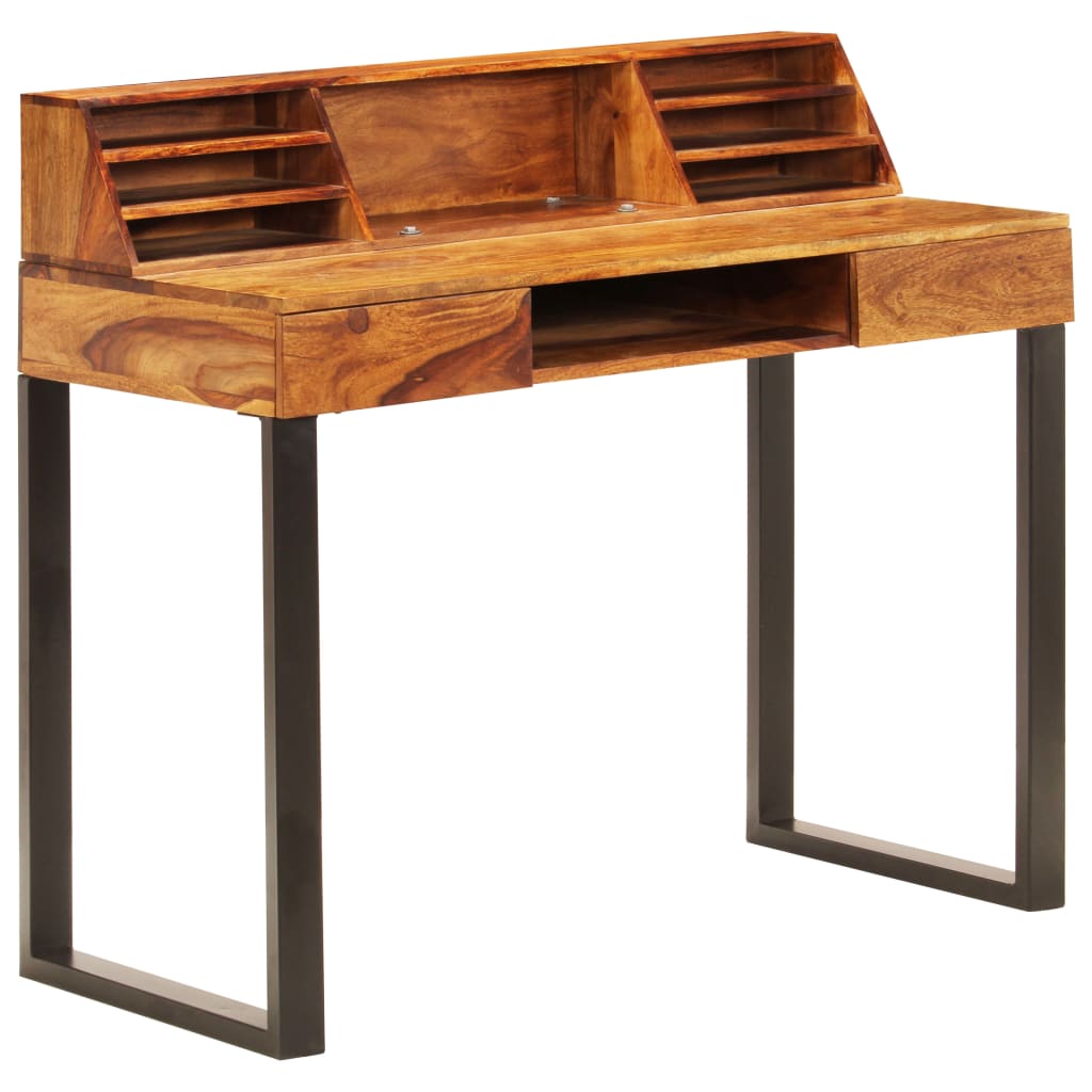 Schreibtisch 110 x 50 x 94 cm Massivholz Akazie und Stahl