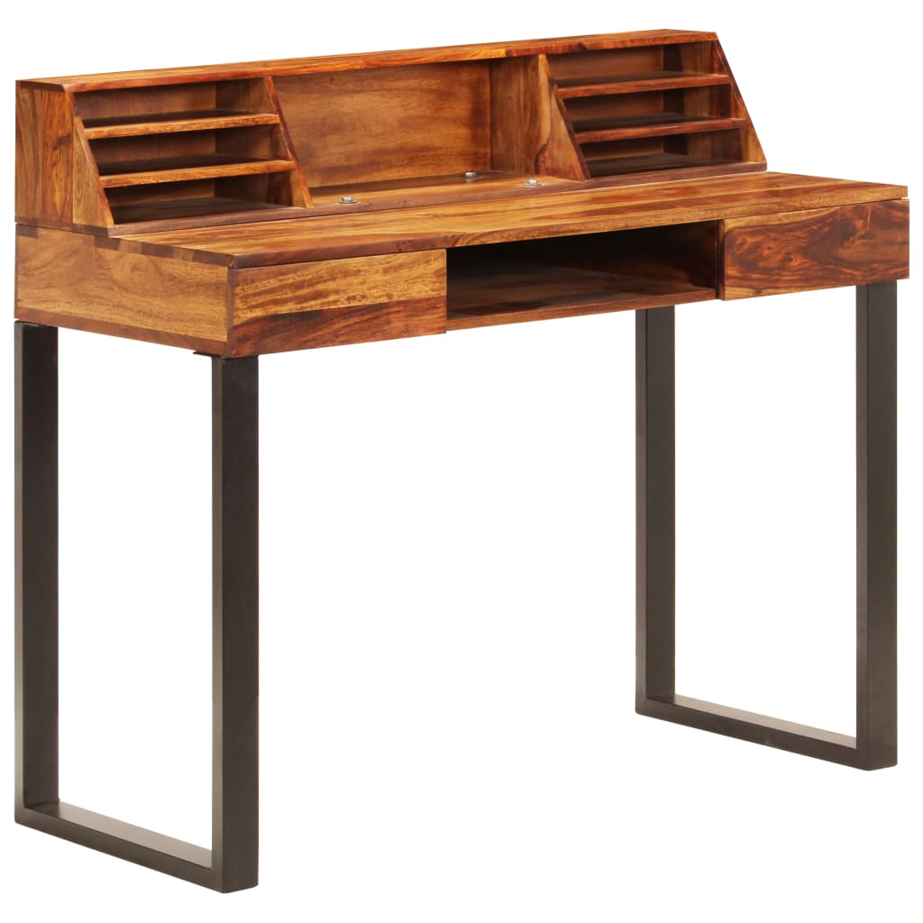 Schreibtisch 110 x 50 x 94 cm Massivholz Akazie und Stahl