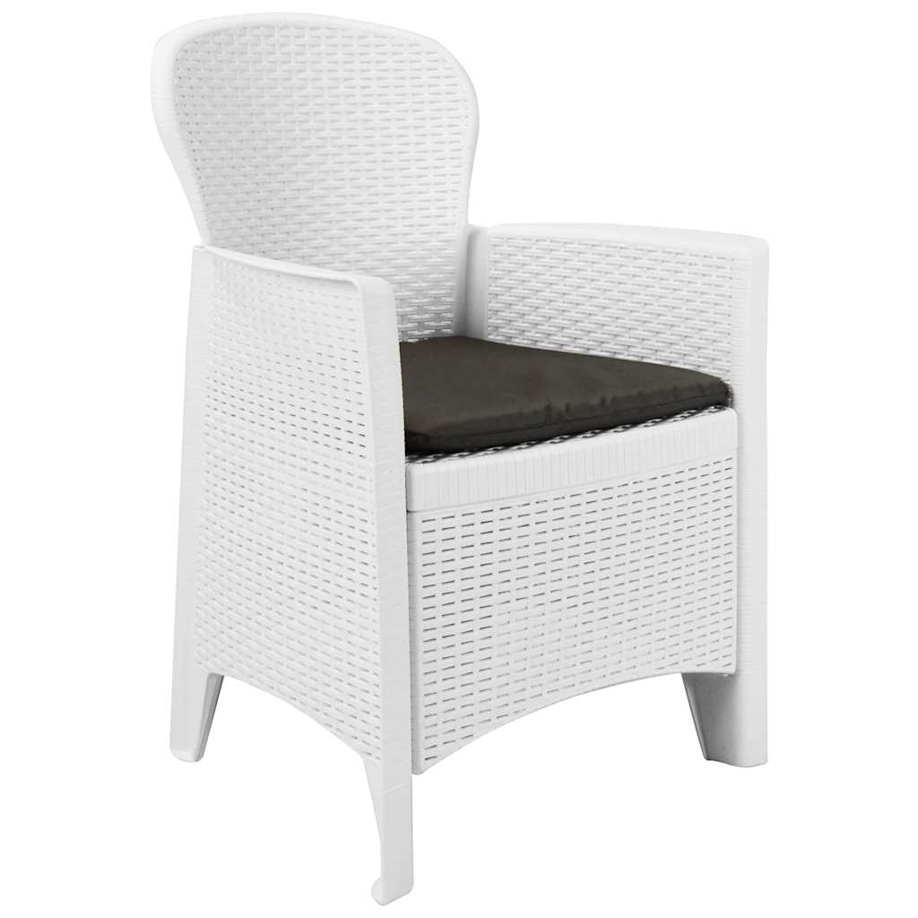 3-tlg. Bistro-Set Kunststoff Weiß Rattan-Optik