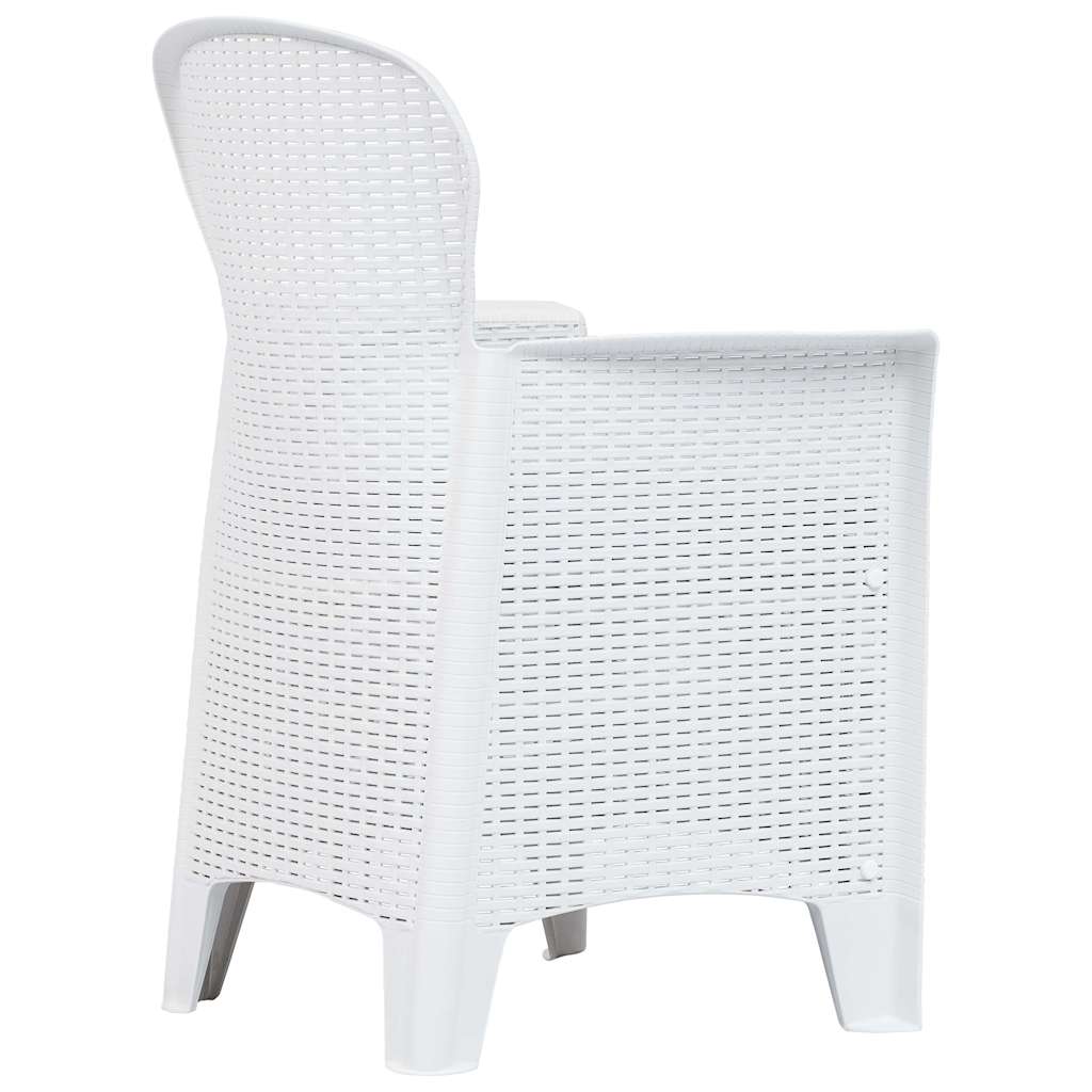 5-tlg. Garten-Essgruppe Kunststoff Weiß Rattan-Optik