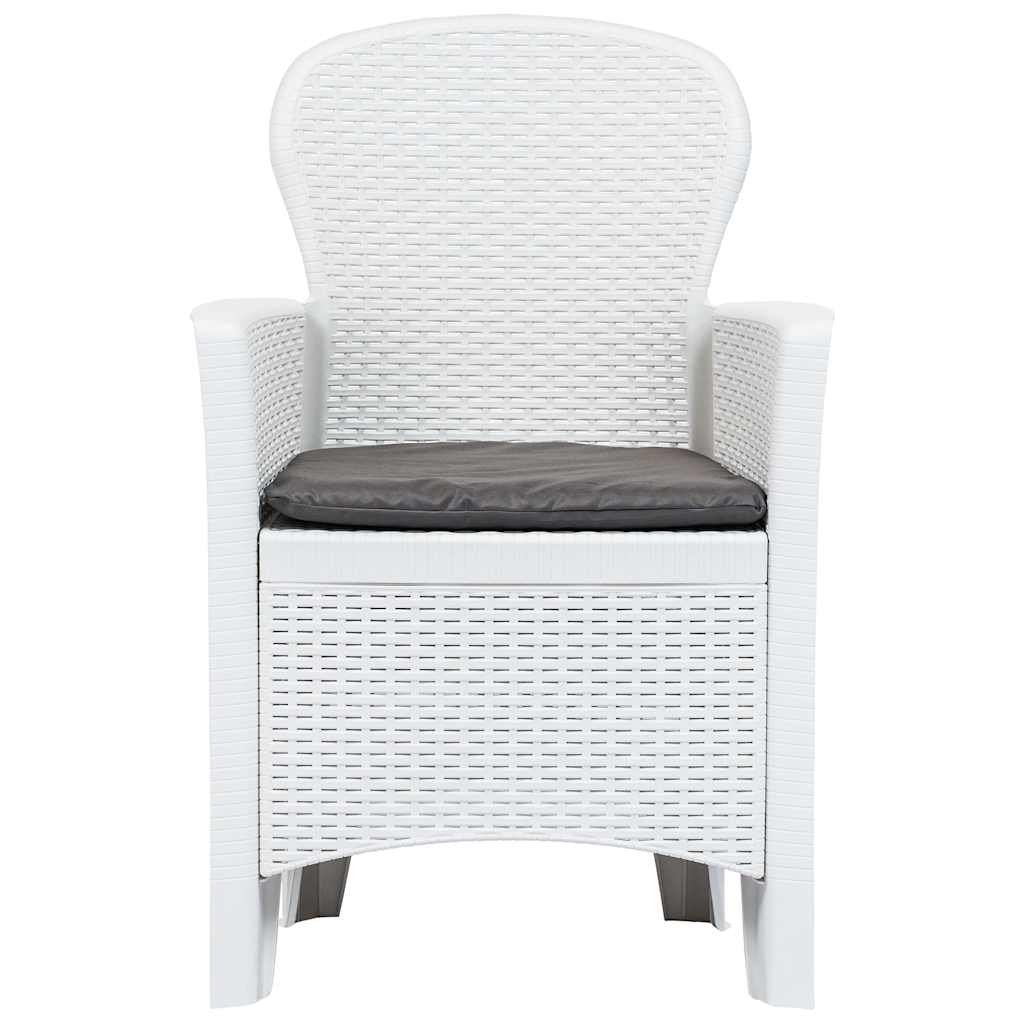 5-tlg. Garten-Essgruppe Kunststoff Weiß Rattan-Optik