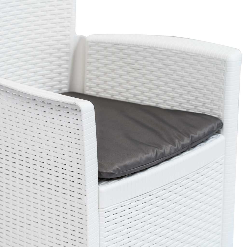 5-tlg. Garten-Essgruppe Kunststoff Weiß Rattan-Optik