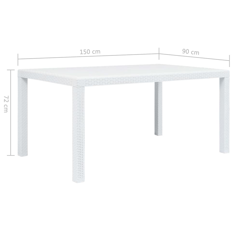 7-tlg. Garten-Essgruppe Kunststoff Weiß Rattan-Optik