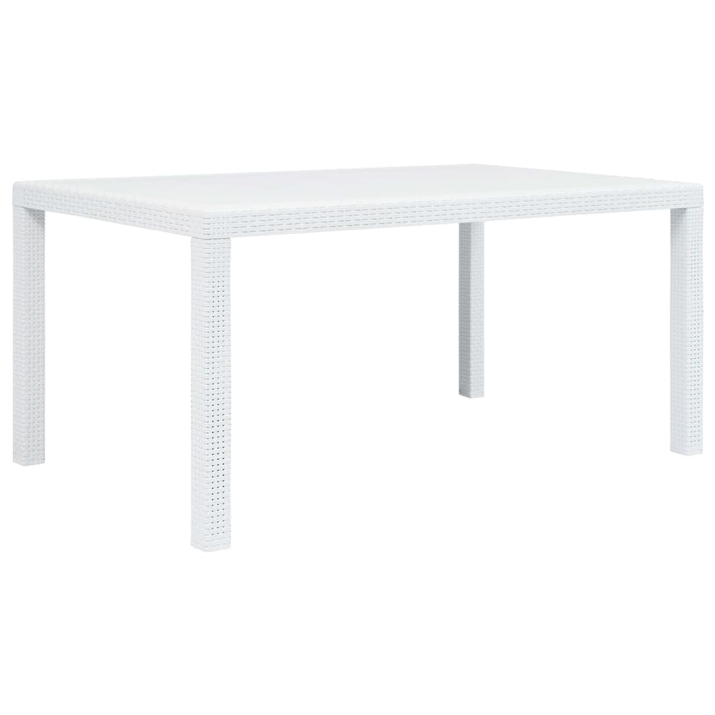 7-tlg. Garten-Essgruppe Kunststoff Weiß Rattan-Optik