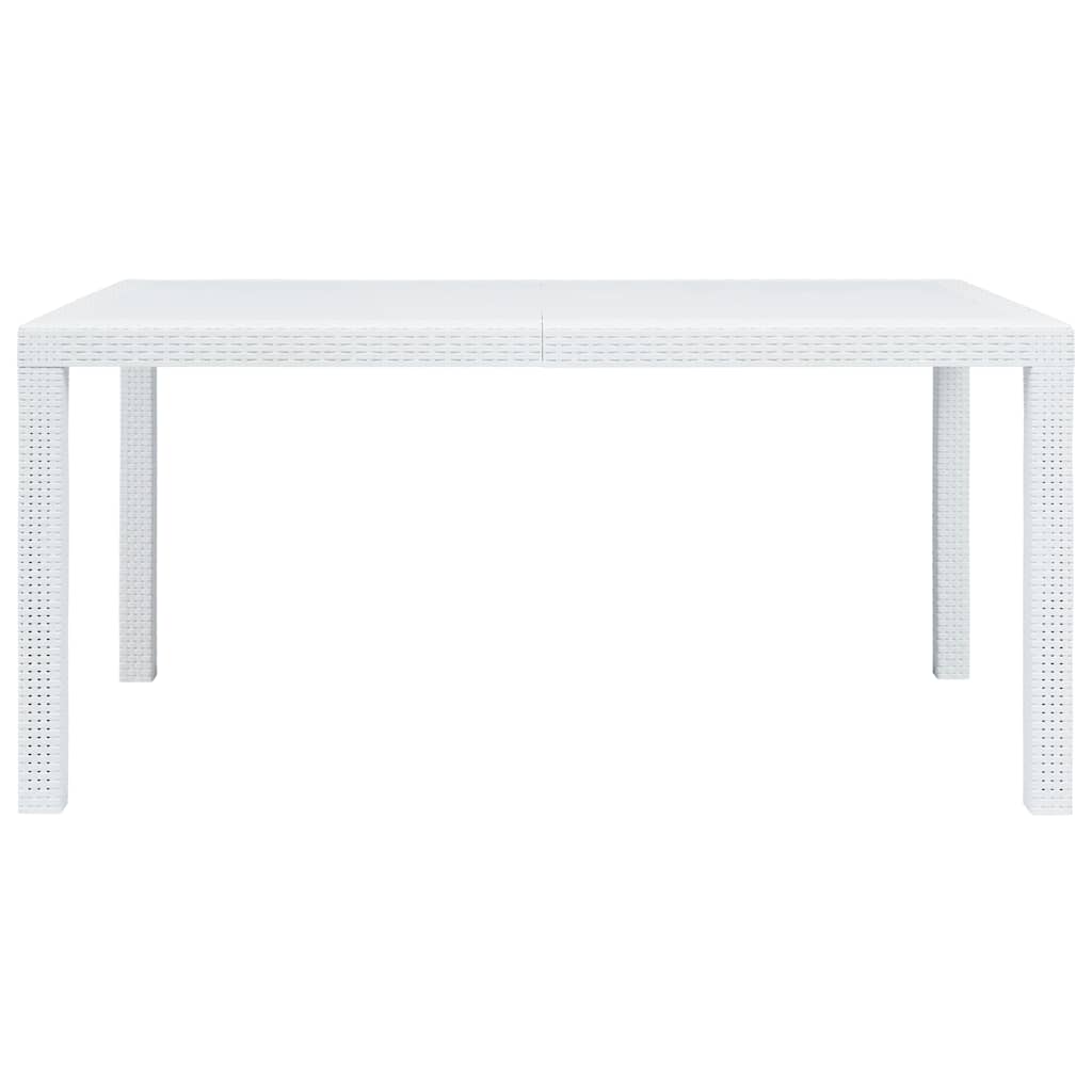 7-tlg. Garten-Essgruppe Kunststoff Weiß Rattan-Optik