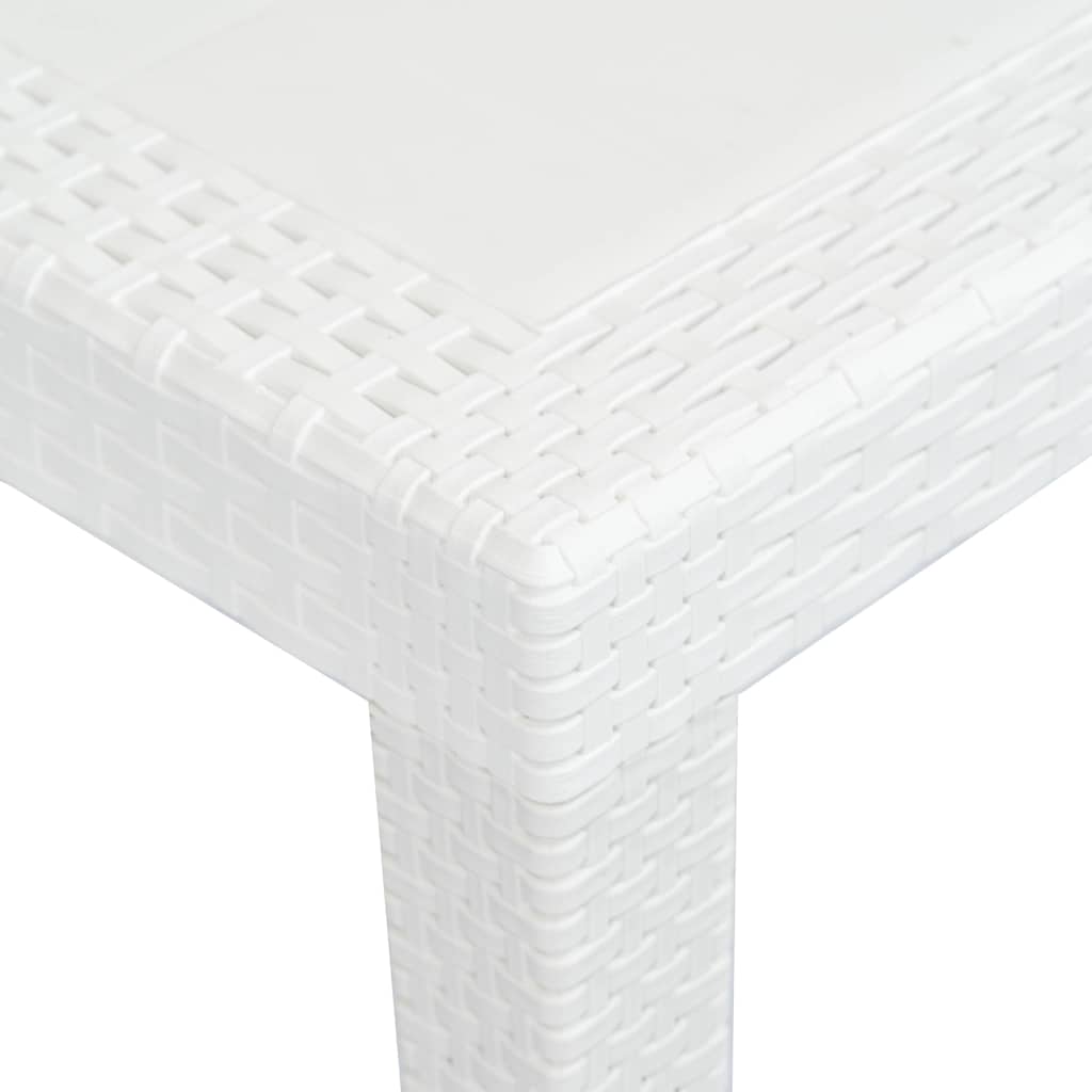 7-tlg. Garten-Essgruppe Kunststoff Weiß Rattan-Optik