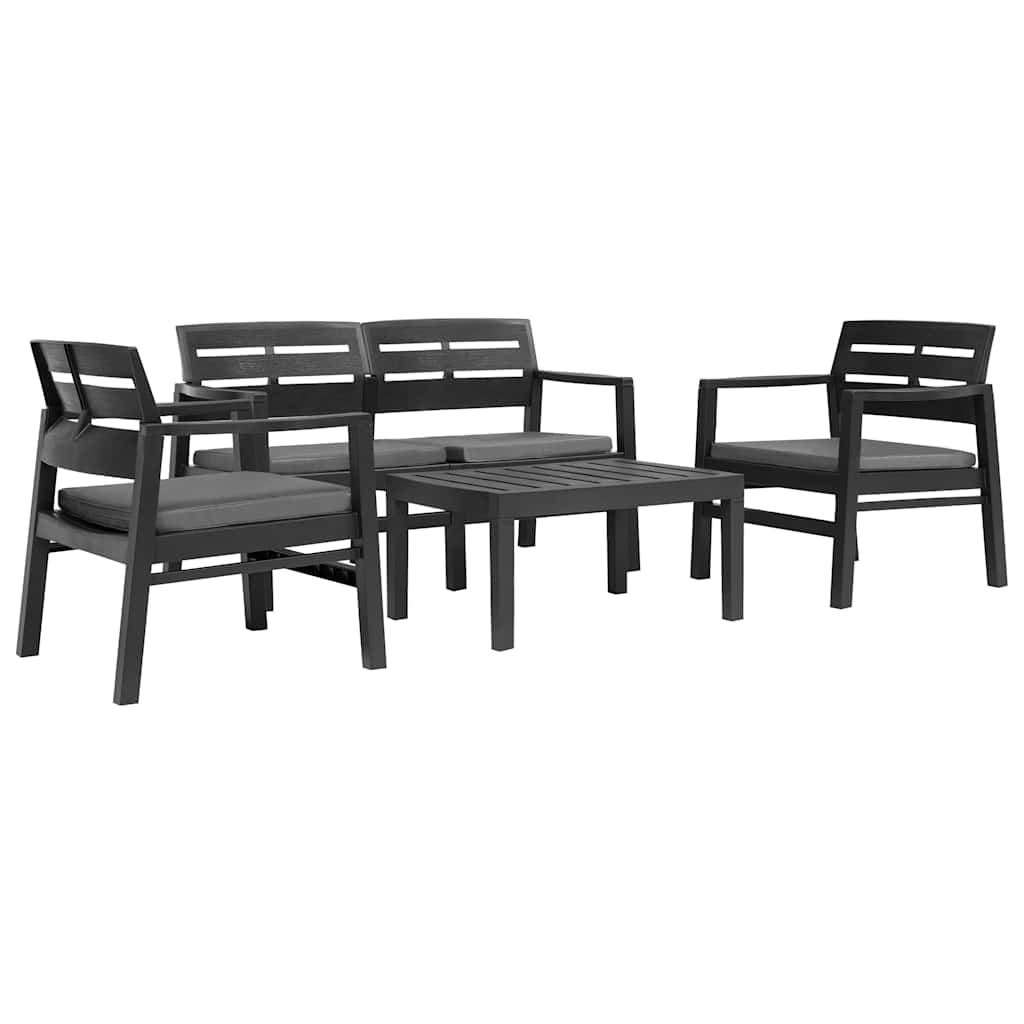 4-teiliges Gartenmöbel-Set Anthrazit Kunststoff