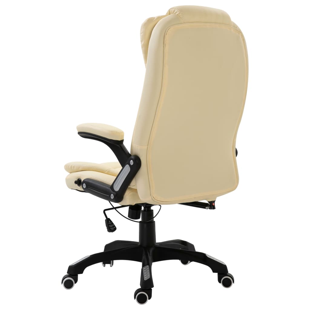 Fauteuil de bureau en similicuir crème