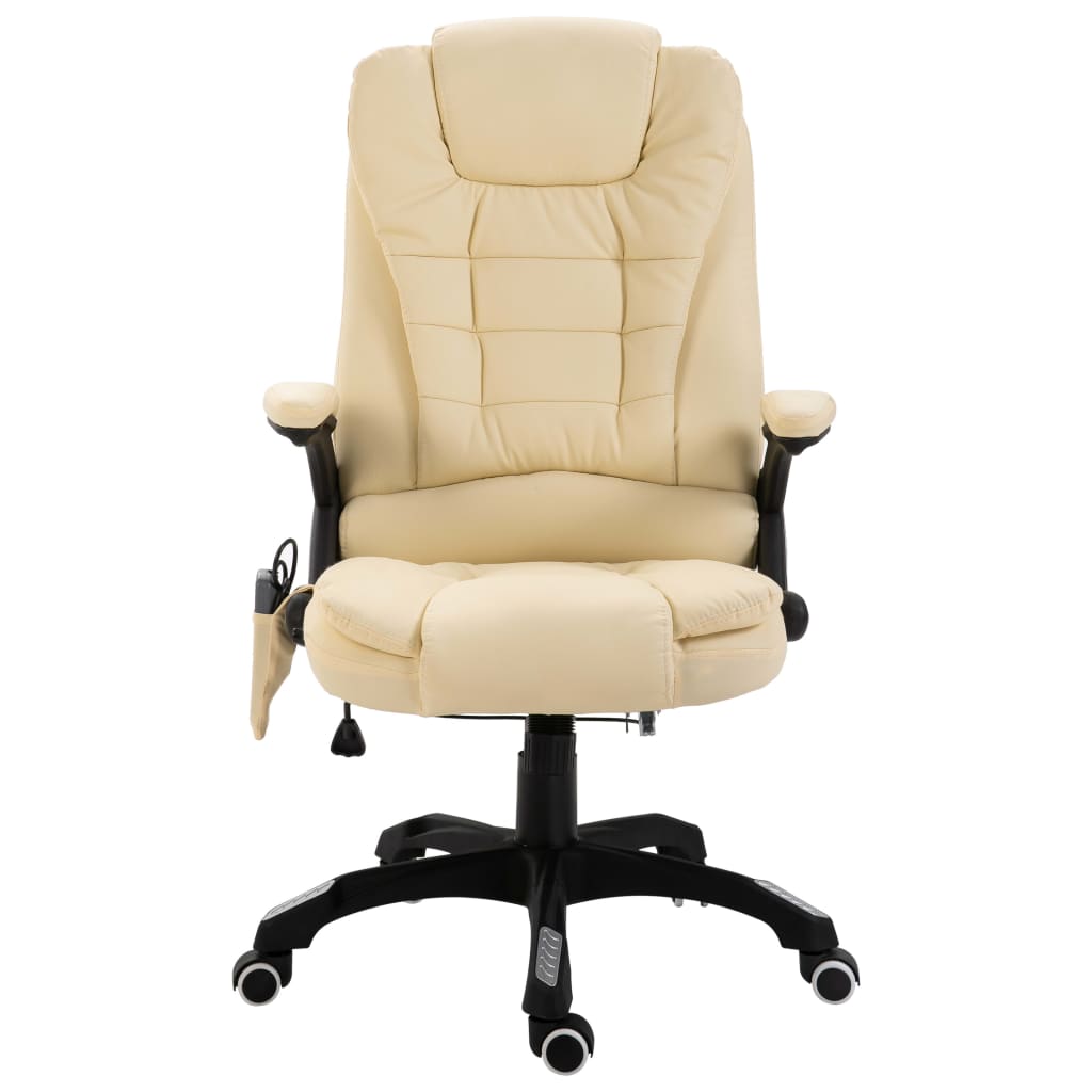 Fauteuil de bureau massant crème similicuir