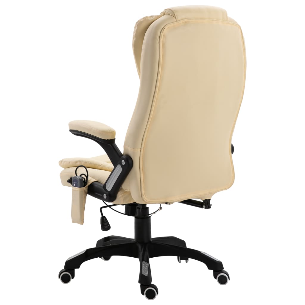 Fauteuil de bureau massant crème similicuir