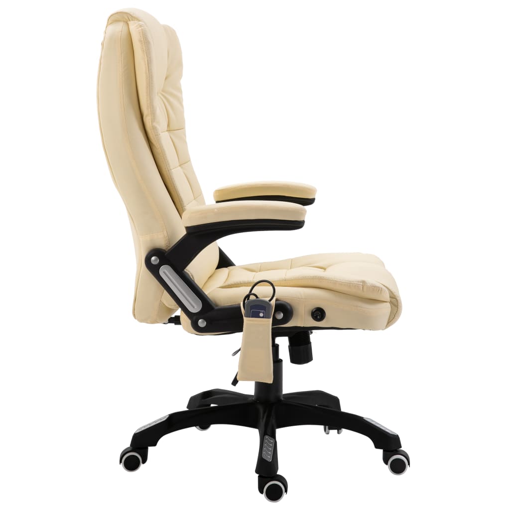 Fauteuil de bureau massant crème similicuir