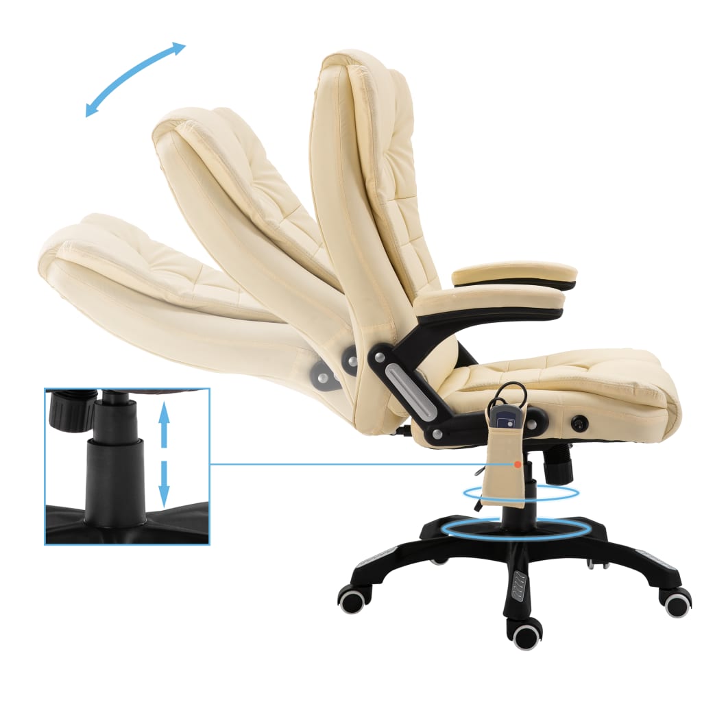 Fauteuil de bureau massant crème similicuir
