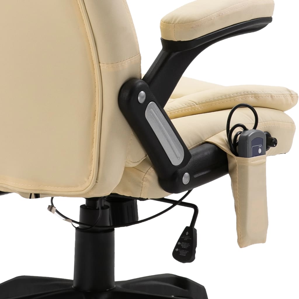 Fauteuil de bureau massant crème similicuir