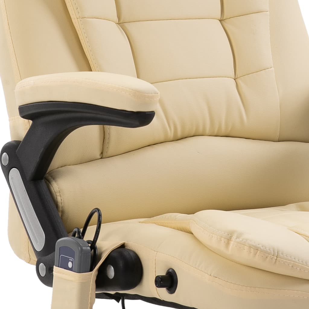 Fauteuil de bureau massant crème similicuir