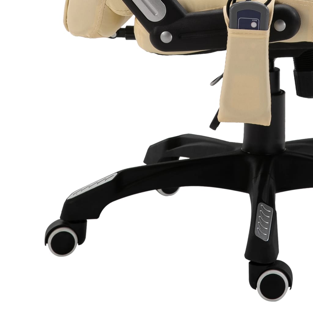 Fauteuil de bureau massant crème similicuir