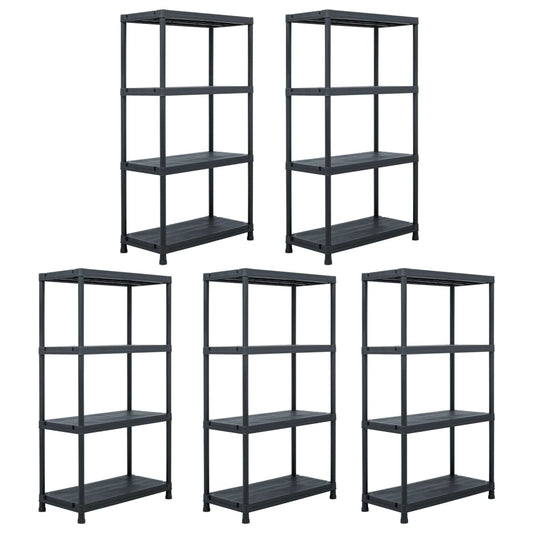 Lagerregale 5 Stk. Schwarz 60 x 30 x 138 cm Kunststoff