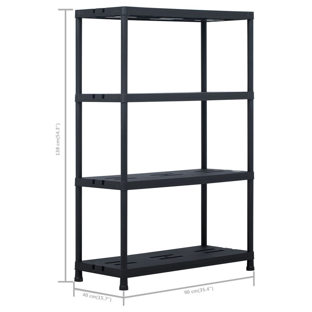 Lagerregale 2 Stk. Schwarz 220 kg 90 x 40 x 138 cm Kunststoff