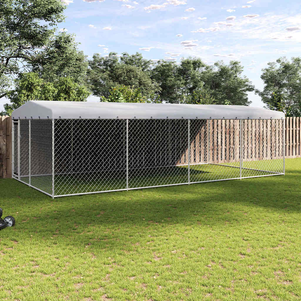 Outdoor-Hundezwinger mit Überdachung 7,6x3,8x2,3 m