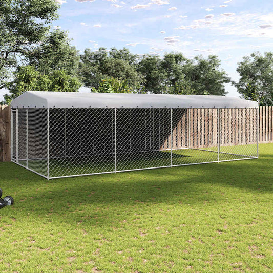 Outdoor-Hundezwinger mit Überdachung 7,6x3,8x2,3 m