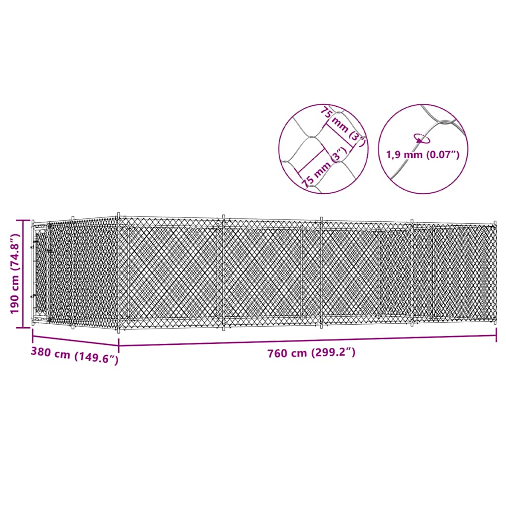 Outdoor-Hundezwinger 7,6x3,8x1,9 m