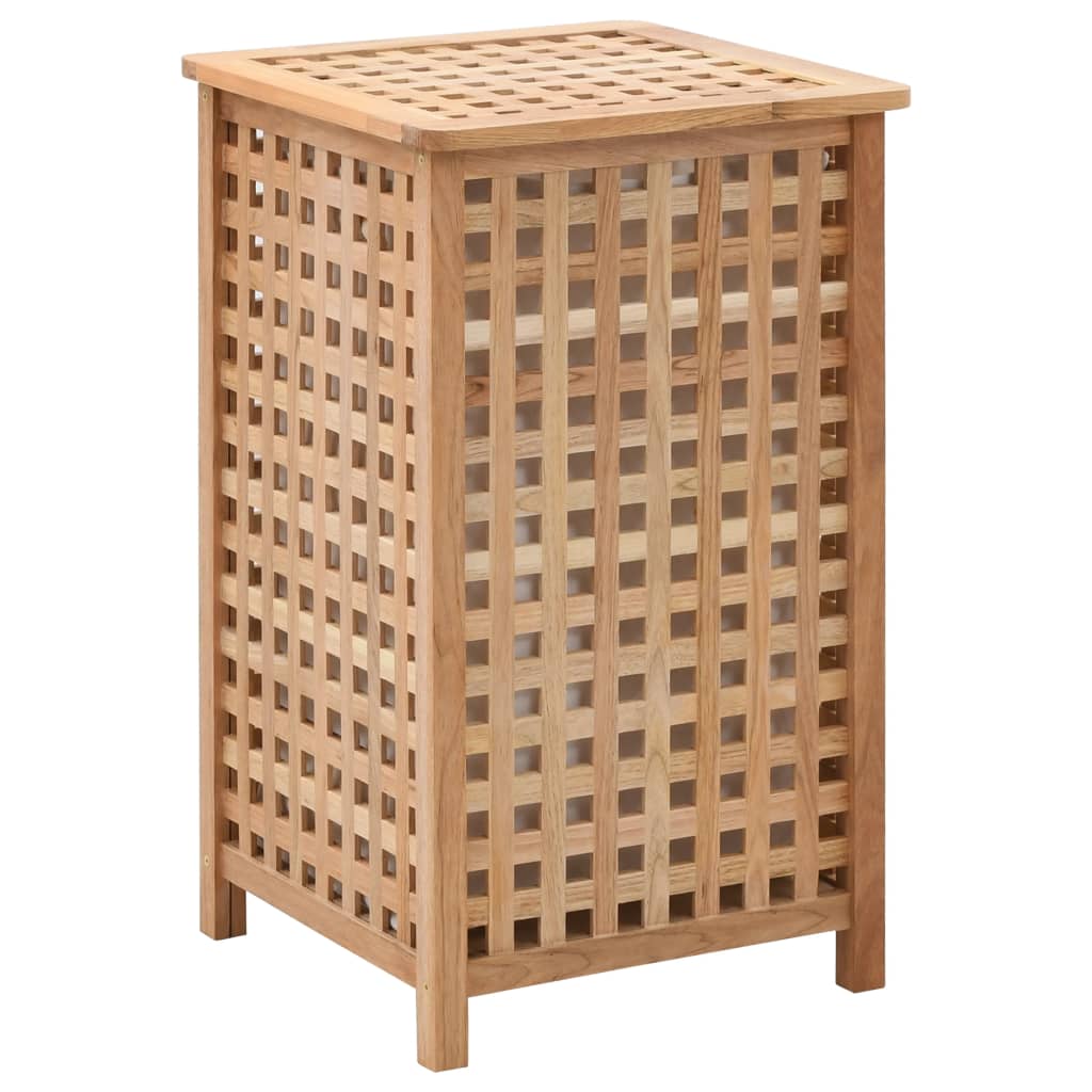 Panier à linge 39x39x65 cm en bois massif de noyer