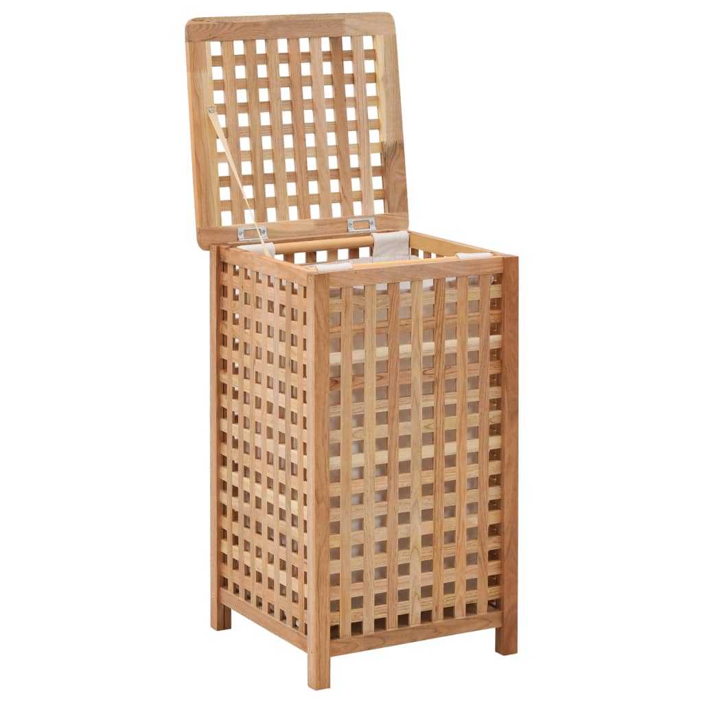 Panier à linge 39x39x65 cm en bois massif de noyer