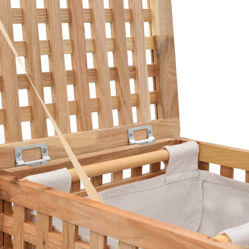 Panier à linge 39x39x65 cm en bois massif de noyer