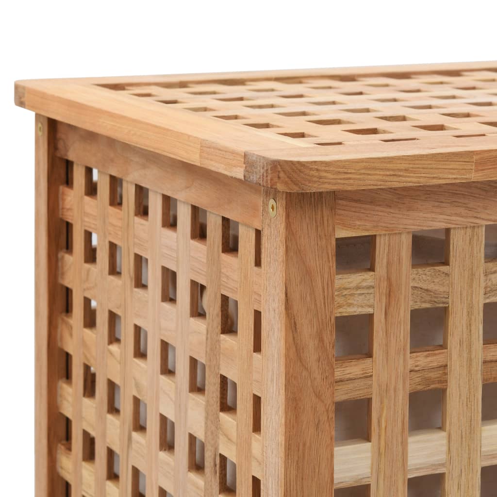 Panier à linge 39x39x65 cm en bois massif de noyer