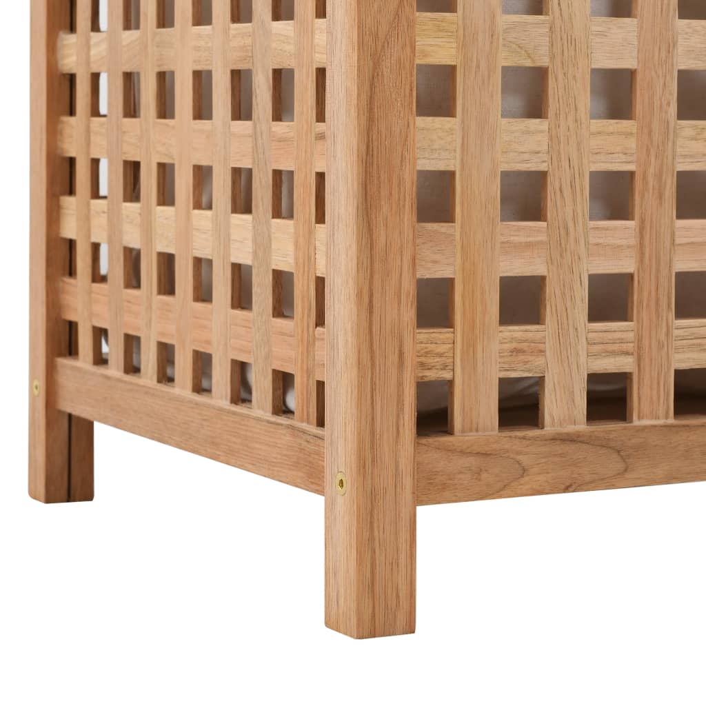 Panier à linge 39x39x65 cm en bois massif de noyer