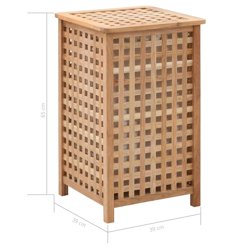 Panier à linge 39x39x65 cm en bois massif de noyer