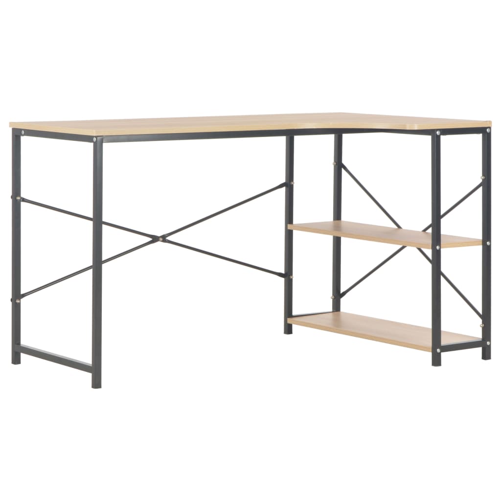 Bureau noir et chêne 120x72x70 cm