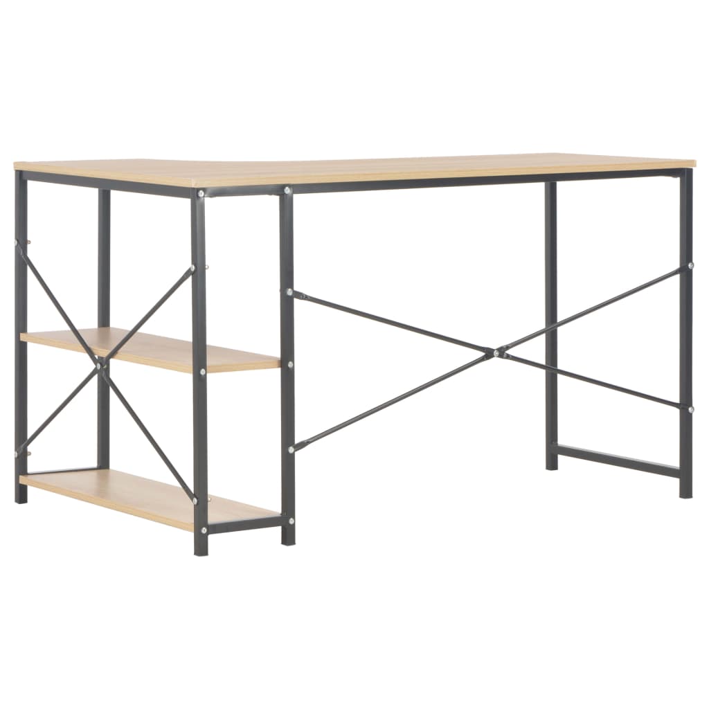 Bureau noir et chêne 120x72x70 cm