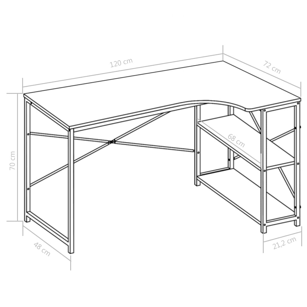 Bureau noir et chêne 120x72x70 cm