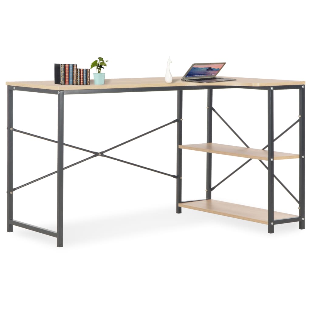 Bureau noir et chêne 120x72x70 cm