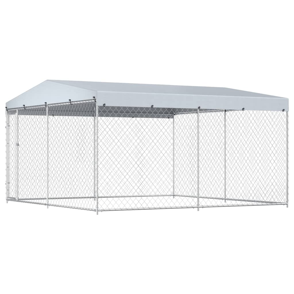 Outdoor-Hundezwinger mit Überdachung 382x382x225 cm