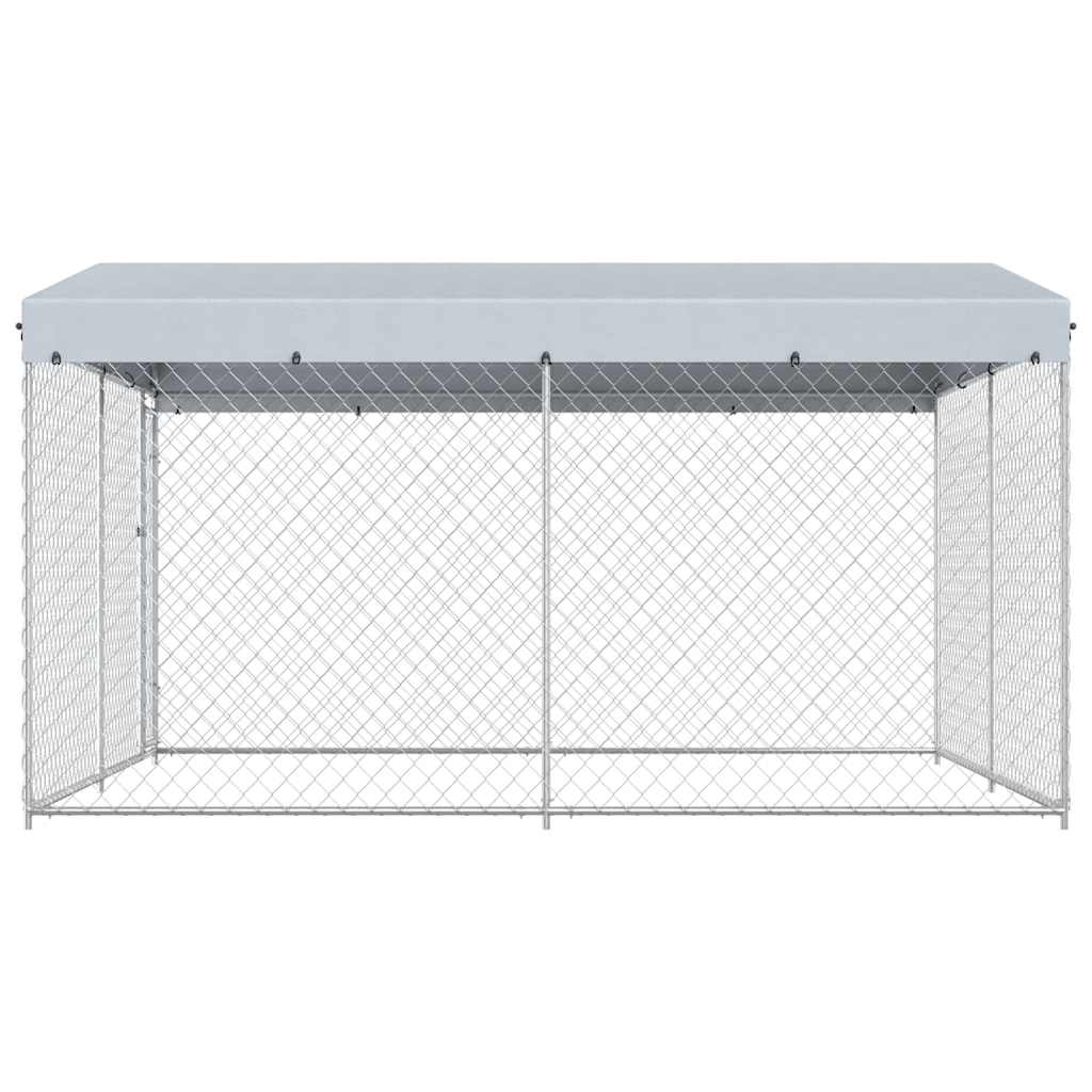 Outdoor-Hundezwinger mit Überdachung 382x382x225 cm
