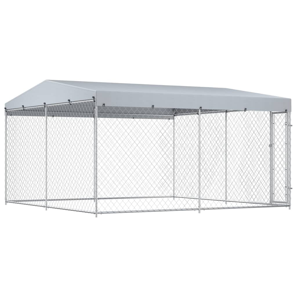 Outdoor-Hundezwinger mit Überdachung 382x382x225 cm