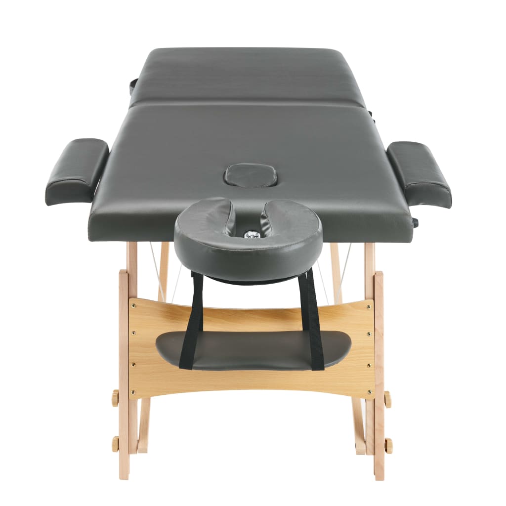 Massage table with 2 zones Wooden frame Anthracite 186×68 cm