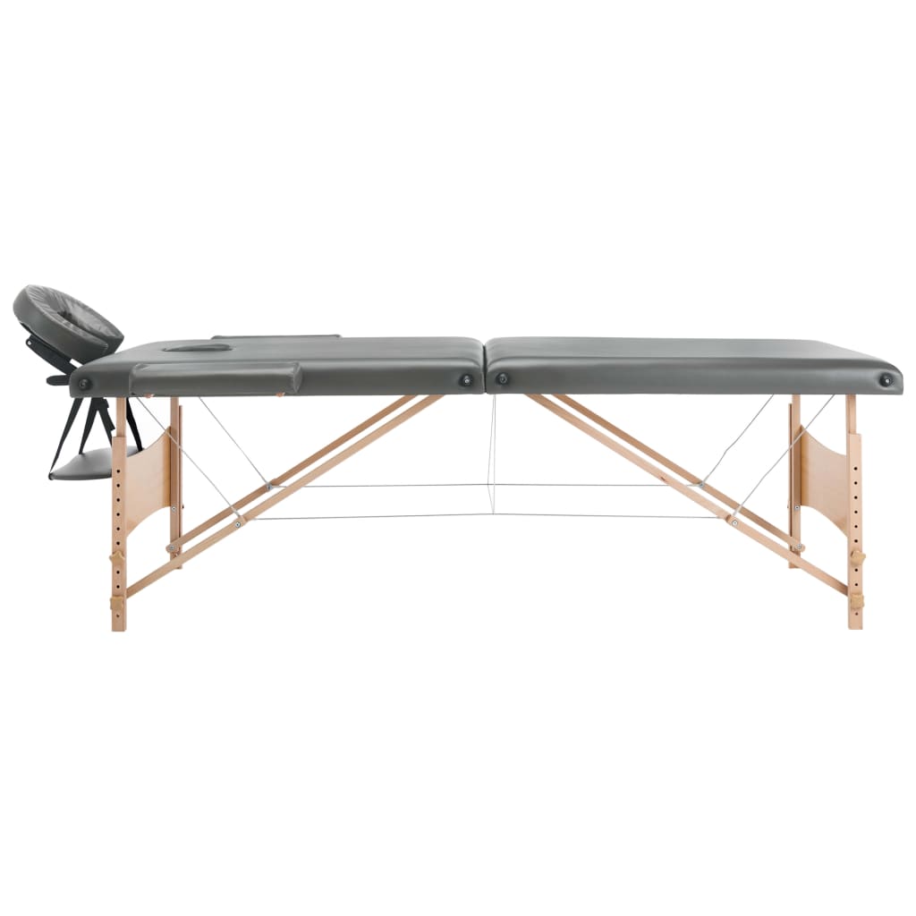 Massage table with 2 zones Wooden frame Anthracite 186×68 cm