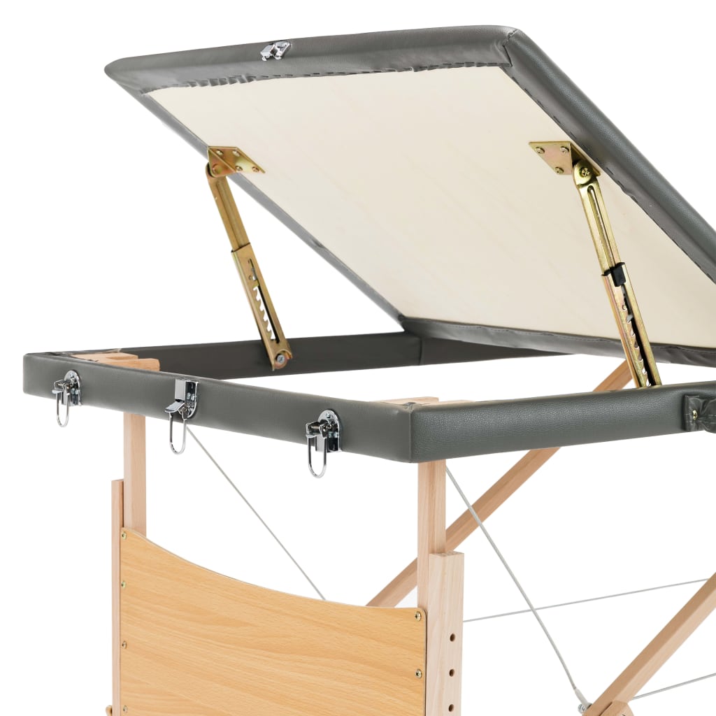 3-Zone Wooden Massage Table Anthracite 186x68 cm