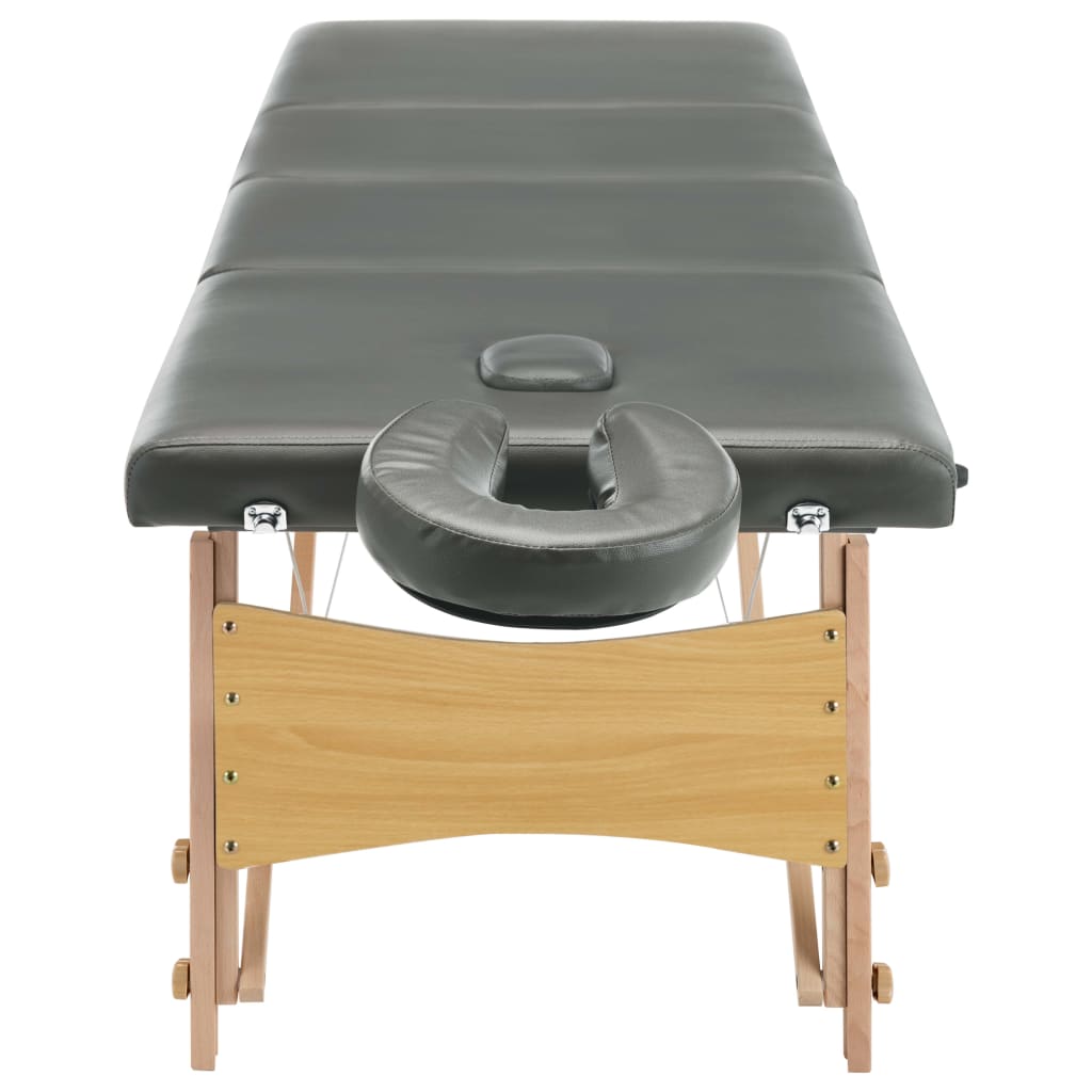 Table de massage 4 zones avec piètement en bois anthracite 186x68 cm