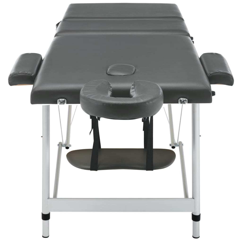 3-Zone Massage Table Aluminum Frame Anthracite 186×68 cm
