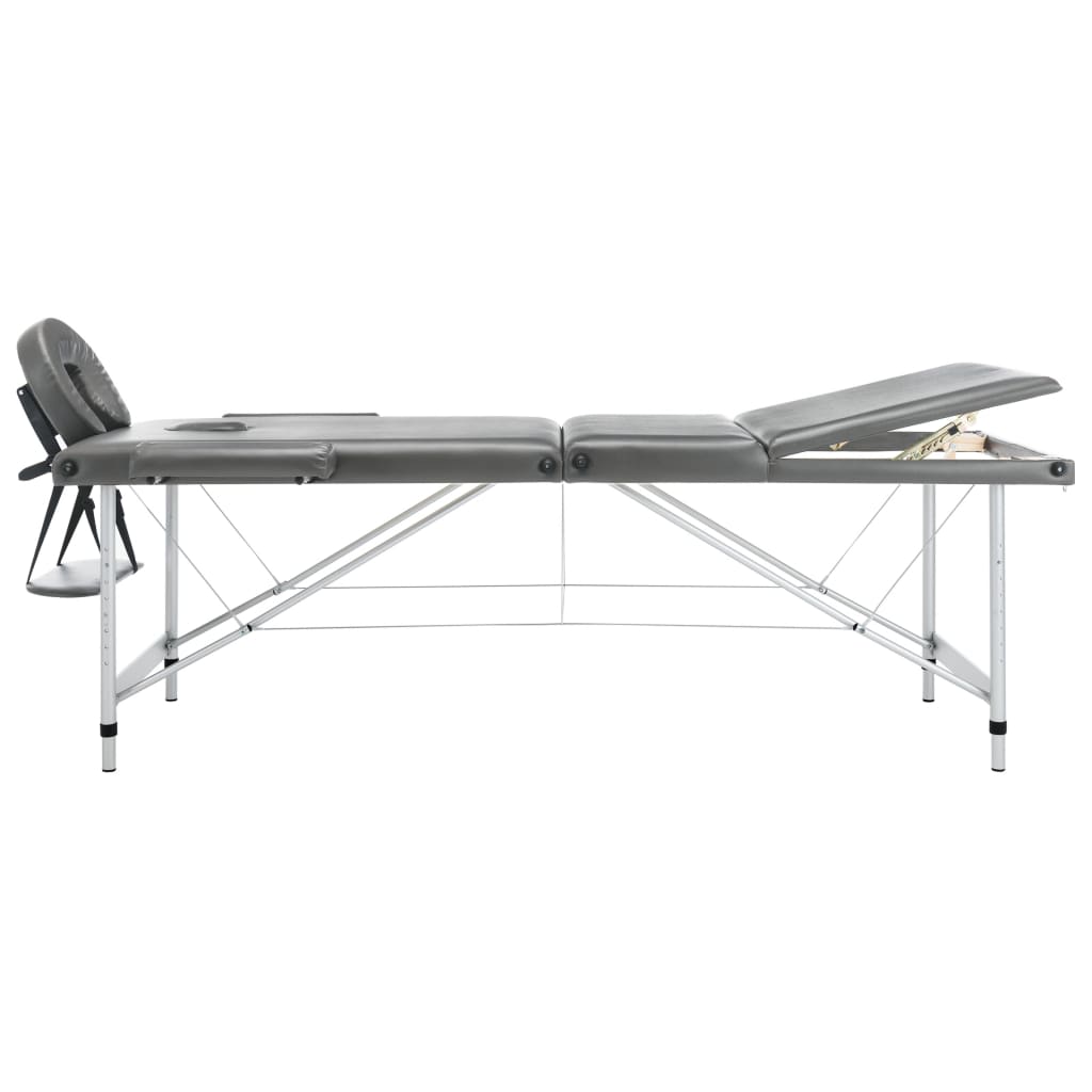 3-Zone Massage Table Aluminum Frame Anthracite 186×68 cm